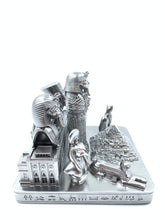 Load image into Gallery viewer, Cairo Egypt Skyline 3D Model Landmark Replica Square Pewter Silver 4 1/2 Inches