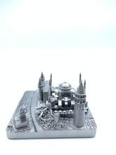 Load image into Gallery viewer, Istanbul City Skyline 3D Model Landmark Replica Square Pewter Silver 4 1/2 Inches