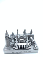 Load image into Gallery viewer, Istanbul City Skyline 3D Model Landmark Replica Square Pewter Silver 4 1/2 Inches