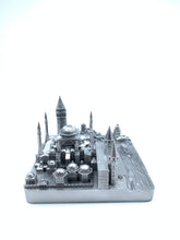 Load image into Gallery viewer, Istanbul City Skyline 3D Model Landmark Replica Square Pewter Silver 4 1/2 Inches