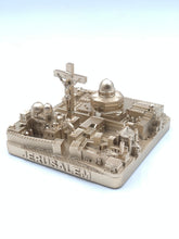 Load image into Gallery viewer, Jerusalem skyline 3D model in gold on a square base