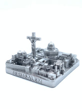 Load image into Gallery viewer, Jerusalem Skyline 3D Model Landmark Replica Square Pewter Silver 4 1/2 Inches