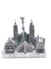 Load image into Gallery viewer, Mexico City skyline 3D model in pewter silver on a square base