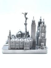 Load image into Gallery viewer, Mexico City Skyline 3D Model Landmark Replica Square Pewter Silver 4 1/2 Inches