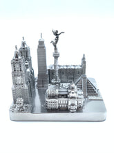 Load image into Gallery viewer, Mexico City Skyline 3D Model Landmark Replica Square Pewter Silver 4 1/2 Inches