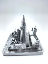 Load image into Gallery viewer, Kuala Lumpur City Skyline 3D Model Landmark Replica Square Pewter Silver 4 1/2 Inches