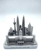 Load image into Gallery viewer, Kuala Lumpur City Skyline 3D Model Landmark Replica Square Pewter Silver 4 1/2 Inches