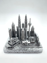 Load image into Gallery viewer, Kuala Lumpur City Skyline 3D Model Landmark Replica Square Pewter Silver 4 1/2 Inches