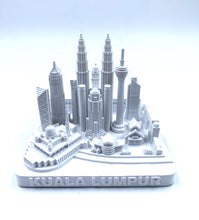 Load image into Gallery viewer, Kuala Lumpur city skyline 3D model in matte white on a square base