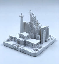 Load image into Gallery viewer, Jakarta City Skyline 3D Model Landmark Replica Square Matte White 4 1/2 Inches