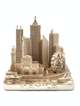Load image into Gallery viewer, Manila city skyline 3D model in gold on a square base