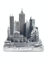 Load image into Gallery viewer, Manila City Skyline 3D Model Landmark Replica Square Pewter Silver 4 1/2 Inches