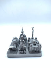 Load image into Gallery viewer, Berlin city skyline 3D model in silver on a square base