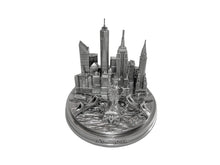 Load image into Gallery viewer, New York City Silver Skyline 3D Model Landmark Round Replica 5 1/2 inches