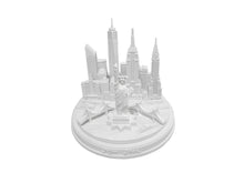 Load image into Gallery viewer, New York City Silver Skyline 3D Model Landmark Round Replica 5 1/2 inches Matte White