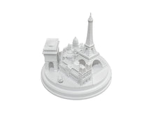 Load image into Gallery viewer, Paris City Matte White Skyline 3D Model Landmark Round Replica 5 1/2 inches