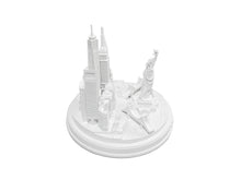 Load image into Gallery viewer, New York City Silver Skyline 3D Model Landmark Round Replica 5 1/2 inches Matte White