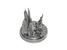 Load image into Gallery viewer, New York City Silver Skyline 3D Model Landmark Round Replica 5 1/2 inches