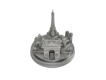 Load image into Gallery viewer, Paris City Skyline 3D Model Landmark Replica Round Silver 5 ½ Inches