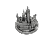 Load image into Gallery viewer, New York City Silver Skyline 3D Model Landmark Round Replica 5 1/2 inches