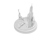 Load image into Gallery viewer, New York City Silver Skyline 3D Model Landmark Round Replica 5 1/2 inches Matte White