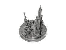 Load image into Gallery viewer, New York City Silver Skyline 3D Model Landmark Round Replica 5 1/2 inches