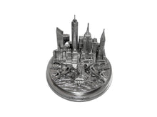 Load image into Gallery viewer, New York City Silver Skyline 3D Model Landmark Round Replica 5 1/2 inches