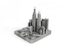 Load image into Gallery viewer, Chicago City Skyline Landmark 3D Model Silver 4 1/2 inches 1026