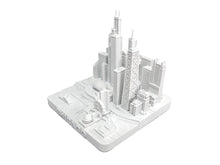 Load image into Gallery viewer, Chicago City Skyline Landmark 3D Model Matte White 4 1/2 Inches 1025