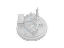 Load image into Gallery viewer, Paris City Matte White Skyline 3D Model Landmark Round Replica 5 1/2 inches