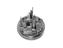 Load image into Gallery viewer, New York City Silver Skyline 3D Model Landmark Round Replica 5 1/2 inches