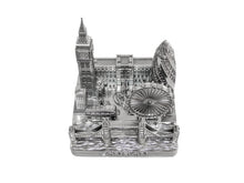 Load image into Gallery viewer, London City Silver Skyline 3D Square Model 4 1/2 inches