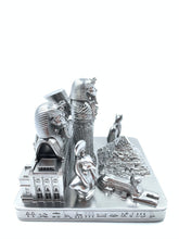 Load image into Gallery viewer, Cairo Egypt Skyline 3D Model Landmark Replica Square Pewter Silver 4 1/2 Inches
