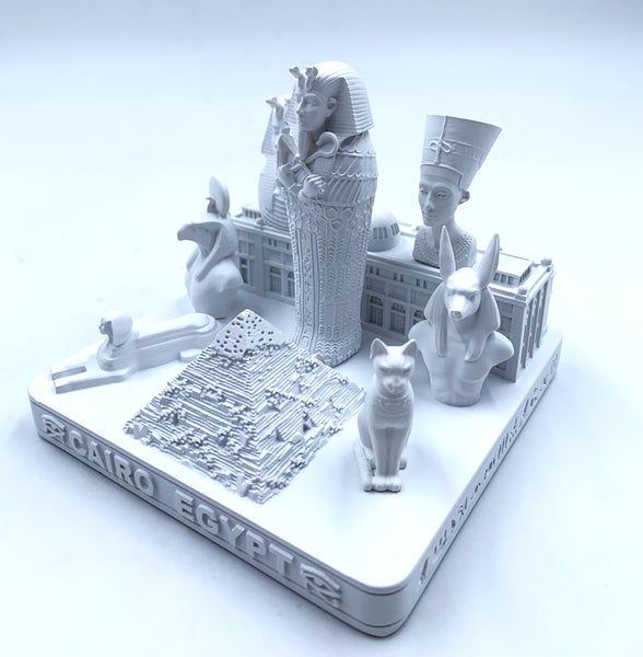 Cairo Egypt Skyline 3D Model Landmark Replica Square Matte White 4 1/2 Inches