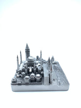 Load image into Gallery viewer, Istanbul City Skyline 3D Model Landmark Replica Square Pewter Silver 4 1/2 Inches
