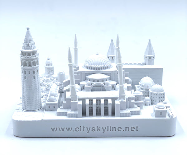 Copy of Istanbul City Skyline 3D Model Landmark Replica Square Matte White 4 1/2 Inches