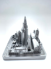 Load image into Gallery viewer, Kuala Lumpur City Skyline 3D Model Landmark Replica Square Pewter Silver 4 1/2 Inches
