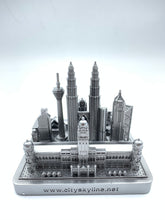 Load image into Gallery viewer, Kuala Lumpur City Skyline 3D Model Landmark Replica Square Pewter Silver 4 1/2 Inches
