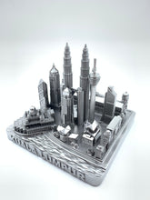 Load image into Gallery viewer, Kuala Lumpur City Skyline 3D Model Landmark Replica Square Pewter Silver 4 1/2 Inches
