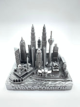 Load image into Gallery viewer, Kuala Lumpur City Skyline 3D Model Landmark Replica Square Pewter Silver 4 1/2 Inches
