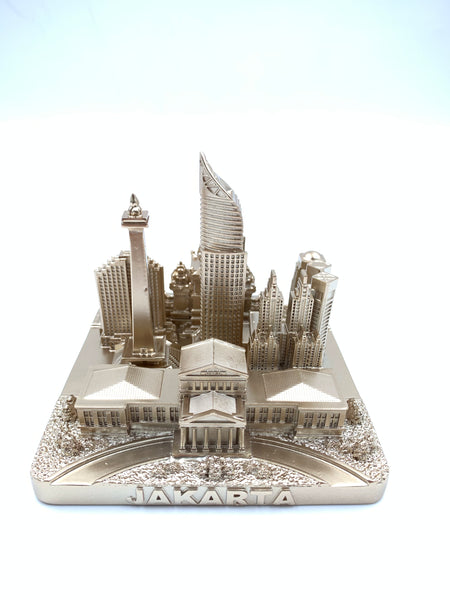 Jakarta Skyline 3D Model Landmark Replica Square Rose Gold 4 1/2 Inches