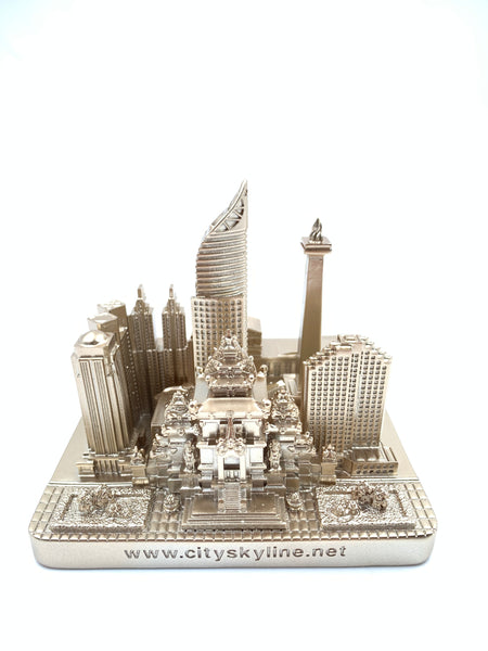 Jakarta Skyline 3D Model Landmark Replica Square Rose Gold 4 1/2 Inches