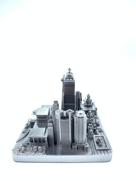 Jakarta Skyline 3D Model Landmark Replica Square Pewter Silver 4 1/2 Inches