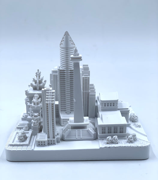 Jakarta City Skyline 3D Model Landmark Replica Square Matte White 4 1/2 Inches