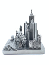 Load image into Gallery viewer, Manila City Skyline 3D Model Landmark Replica Square Pewter Silver 4 1/2 Inches

