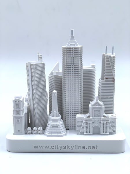 Manila Skyline 3D Model Landmark Replica Square Matte White 4 1/2 Inches