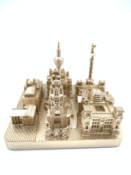Berlin City Skyline 3D Model Landmark Replica Square Rose Gold 4 1/2 Inches