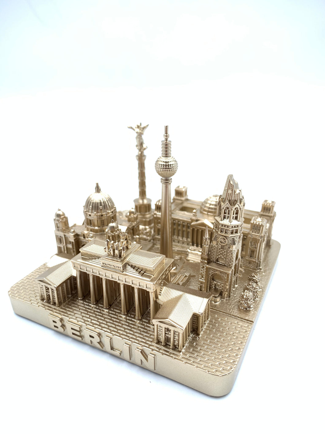 Berlin City Skyline 3D Model Landmark Replica Square Rose Gold 4 1/2 Inches
