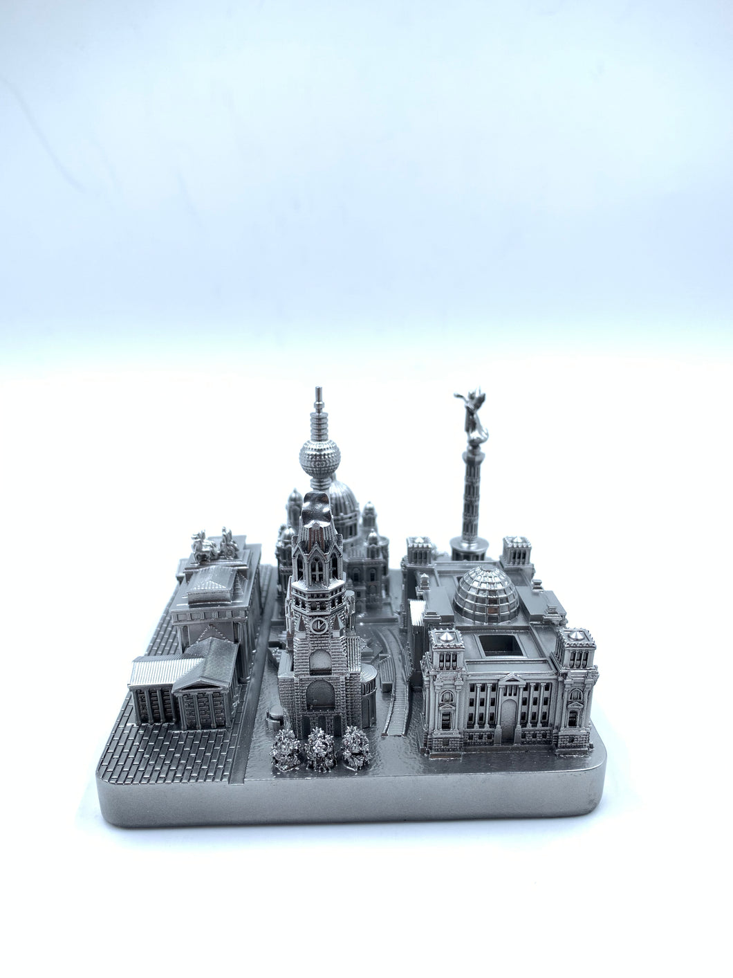 Berlin City Skyline 3D Model Landmark Replica Square Silver 4 1/2 Inches