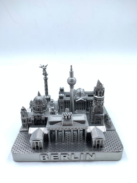 Berlin City Skyline 3D Model Landmark Replica Square Silver 4 1/2 Inches